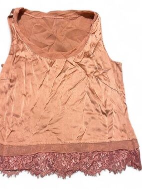 Lace-Hem Silk Sleeveless Blouse — Blush Pink